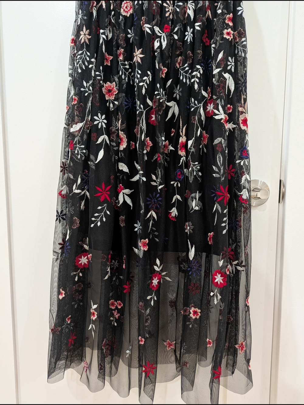 Anthropologie BHLDN Black Dress with Multicolor Floral Embroidery - Picture 3 of 8